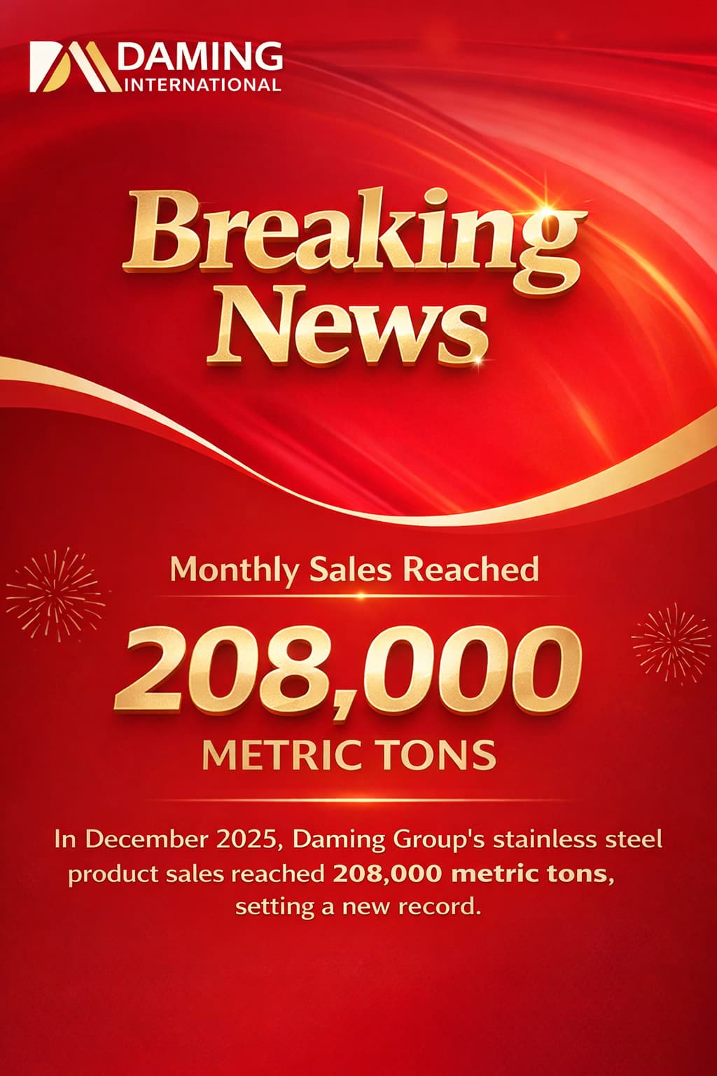 Sales of Damings Stainless Steel Products Reaches 102000 Ton