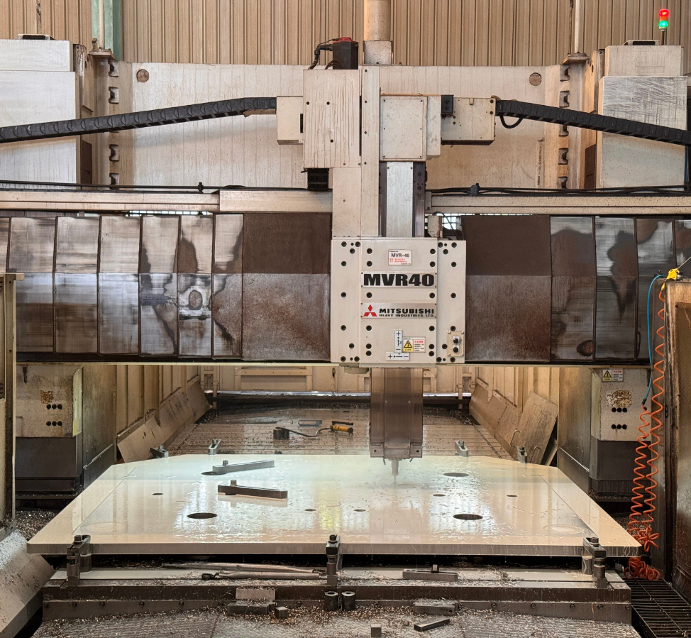 CNC gantry machining of large precision components in process