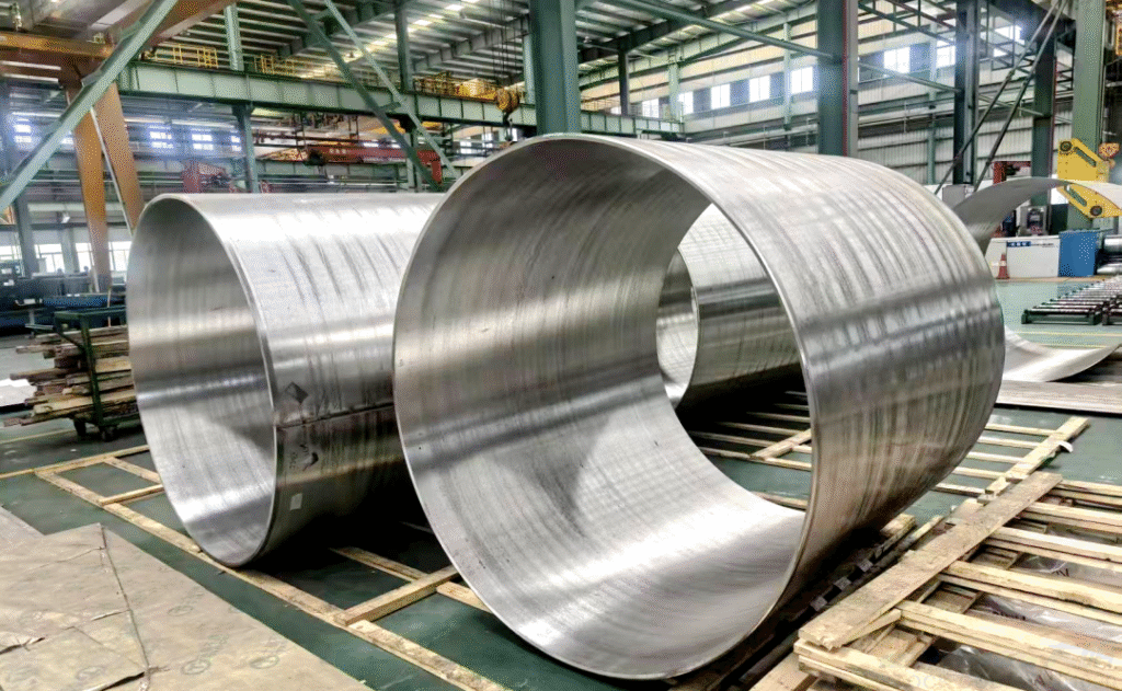 Rolled cylindrical shells prepared for export delivery 1