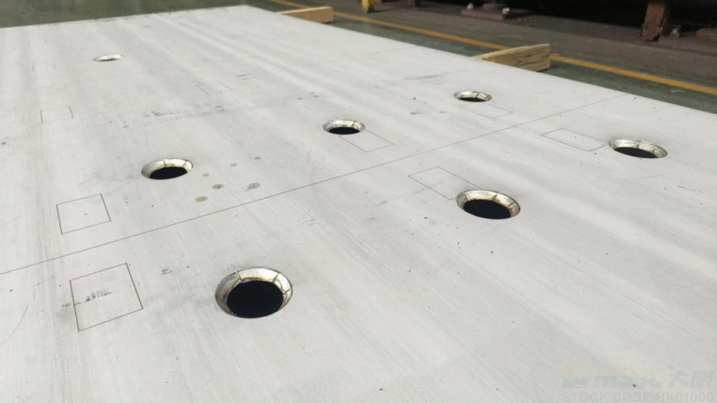 Stainless steel thick plate with precision bevel cut holes after machining Stainless steel thick plate with precision bevel cut holes after machining