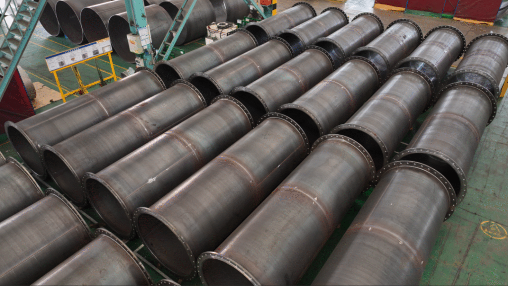 Completed pipeline sections prepared for phased delivery