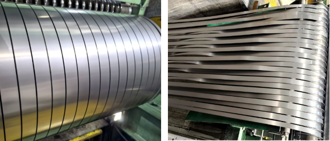 Precision slit TA2 titanium strips processed to a width of 54.6 mm